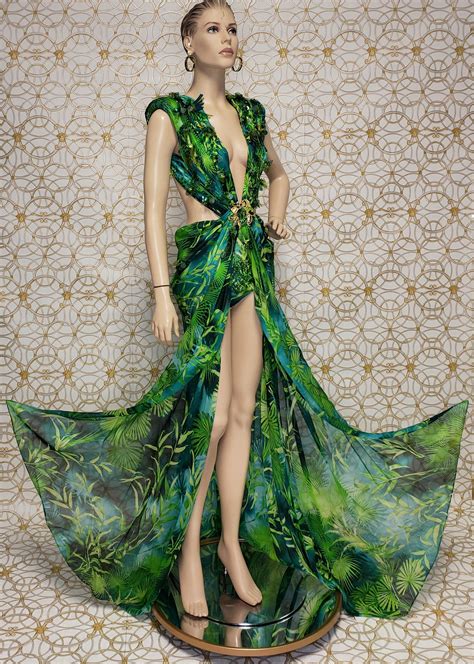 versace green jungle dress.